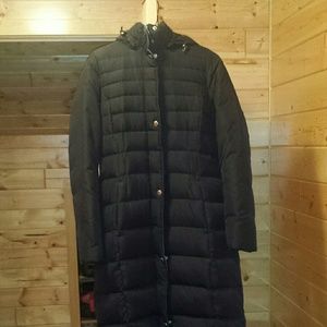 Lands End black long parka size S